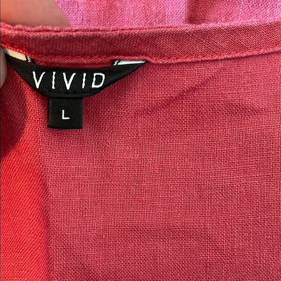 Linen Pink short sleeve Women's Dress size large with pockets - Picture 6 of 6